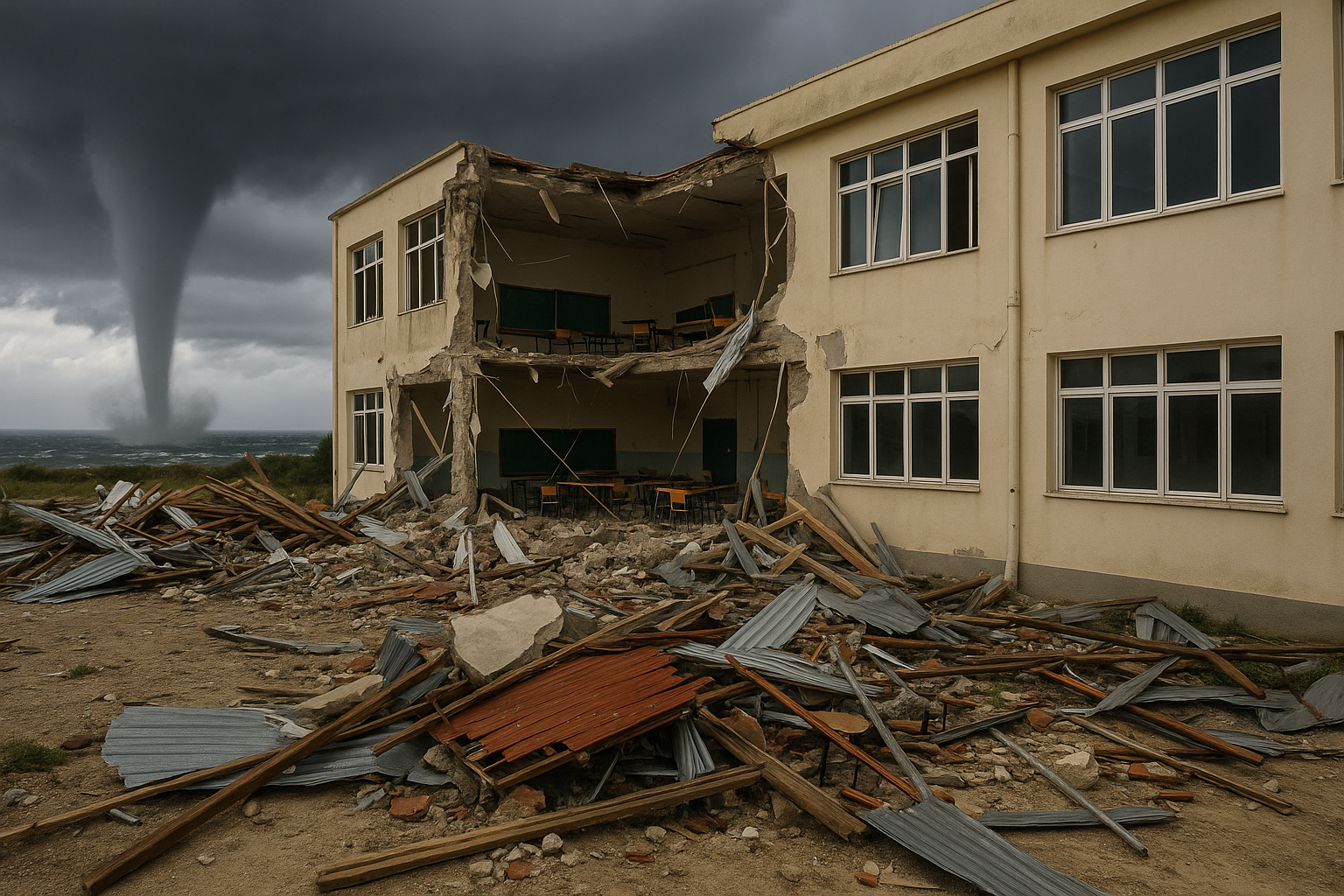 Maltempo: Tromba Marina nel Trapanese, Danni e 9 Feriti—Scuola Distrutta a Marsala