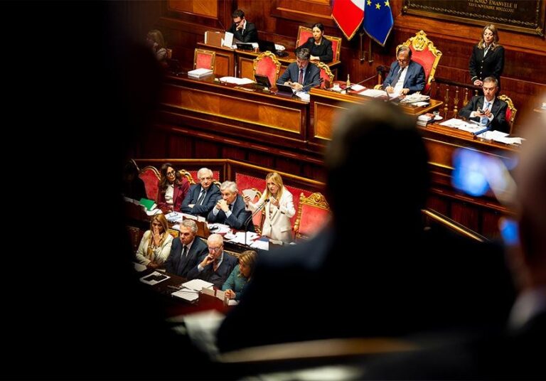 Giorgia Meloni interviene al Senato durante le comunicazioni sul Consiglio europeo